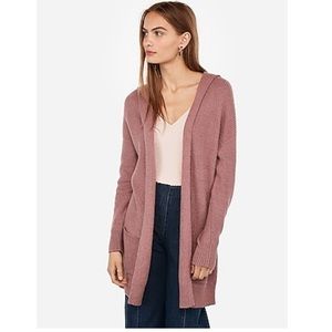 Express hooded open cardigan - mauve - pockets